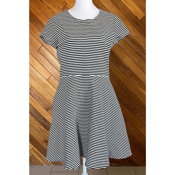 Kate Spade Saturday Black and White Striped Fit and Flare Dress - Picture 1 of 5